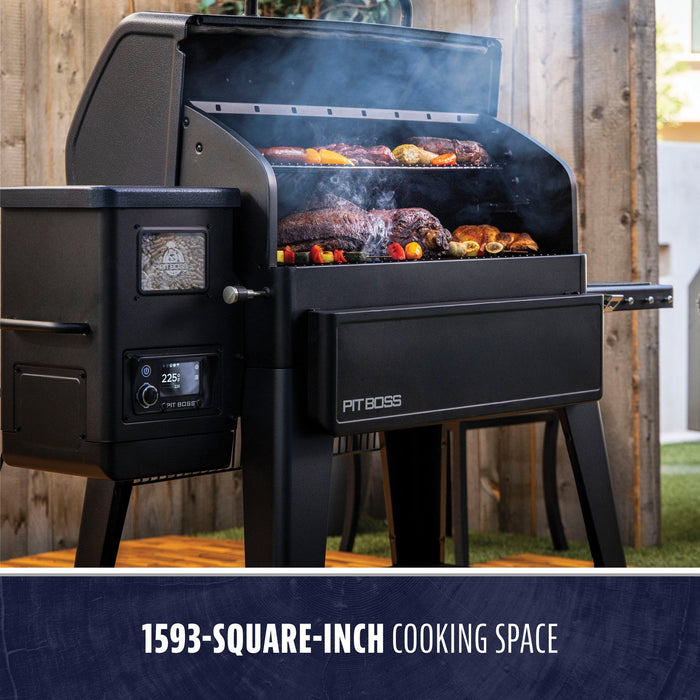 Steaks and vegetables on the Pit Boss Navigator 1600 pellet grill