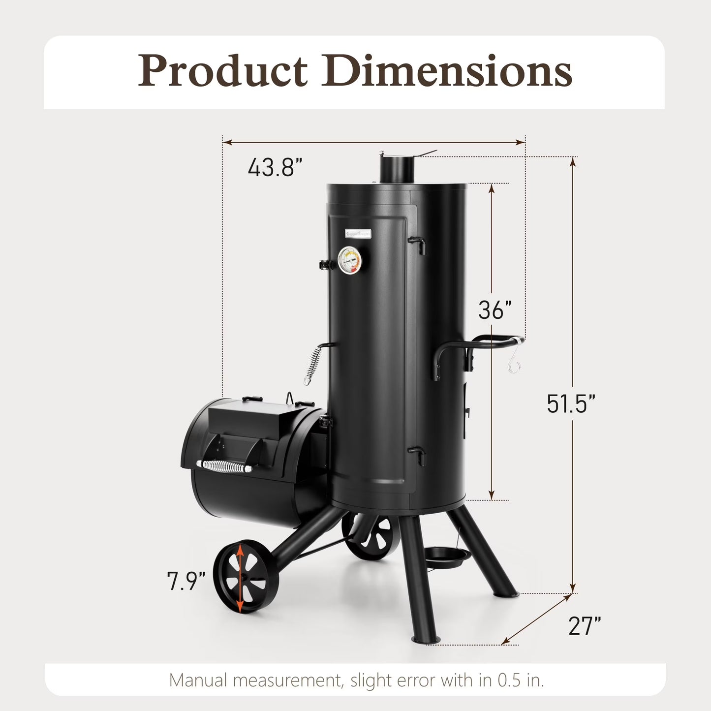 Vertical Charcoal Grill with Offset Smoker 961 Square Inches Extra Large BBQ