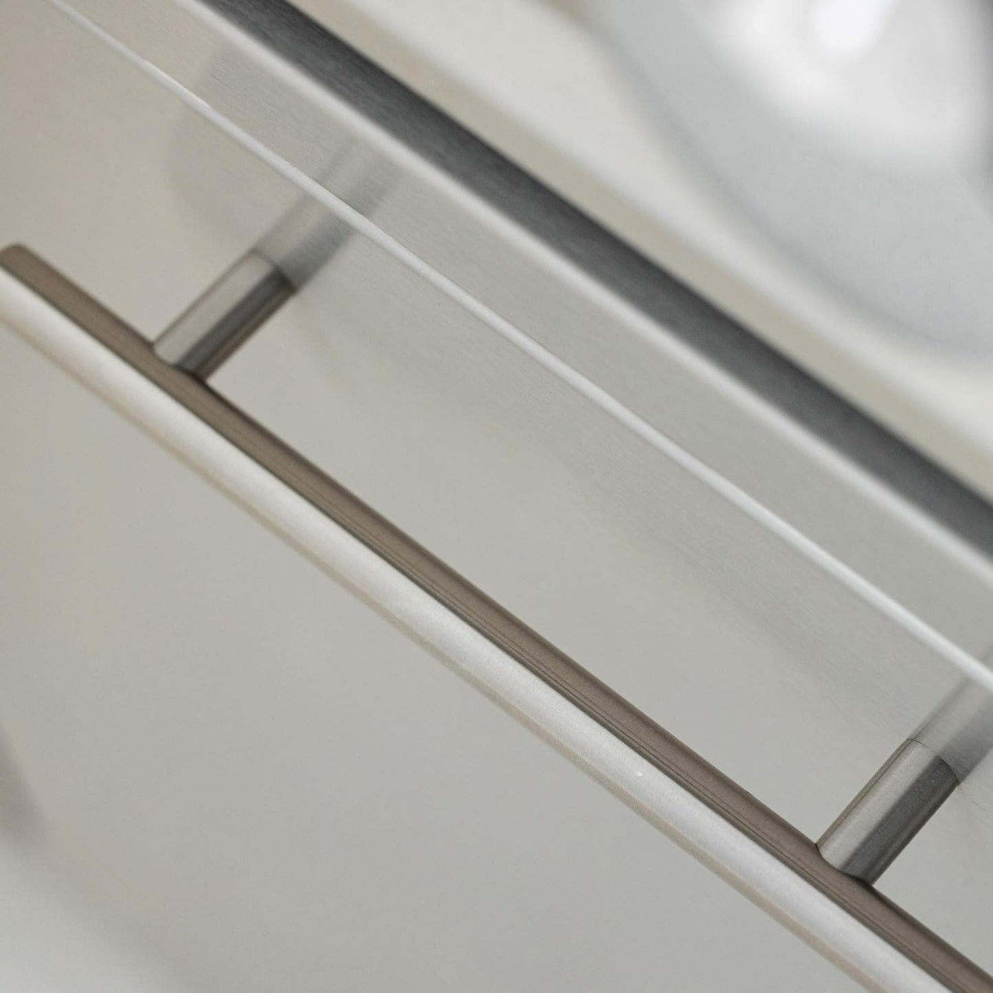 Modern stainless steel handle on the Blaze LTE PRO griddle cart