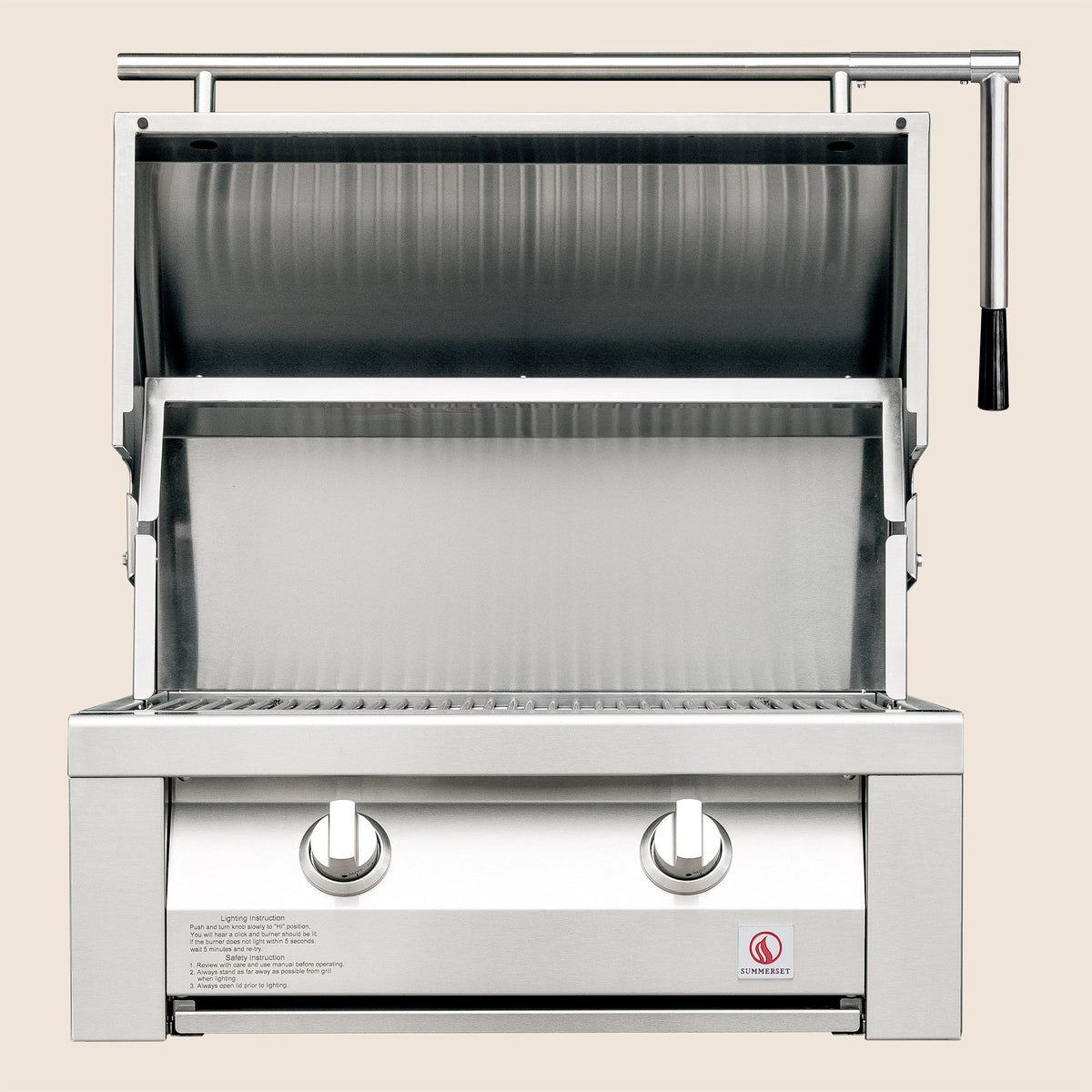 Summerset Resort 30-Inch 2-Burner Built-In Gas Grill – open with ADA handle
