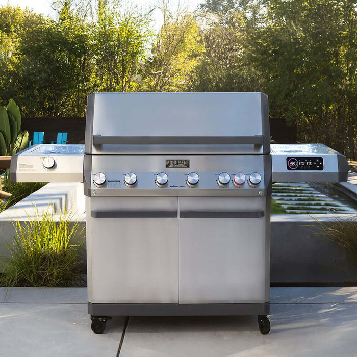 Monument Grills Eminence 605 gas grill on a patio