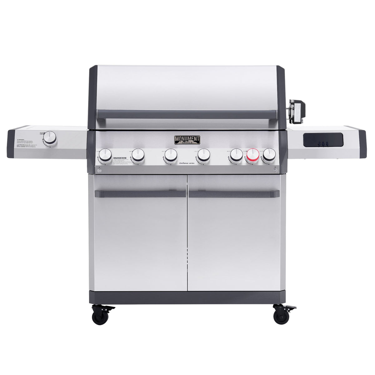 Monument Grills Eminence 605 gas grill, front view, lid closed