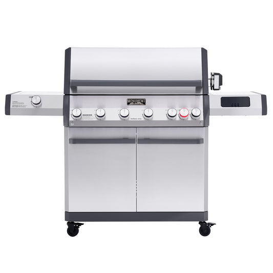 Monument Grills Eminence 605 gas grill, front view, lid closed