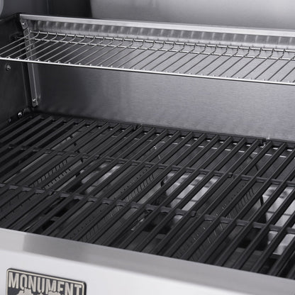 Monument Grills Eminence 405 gas grill, porcelain cast-iron grates and warming rack