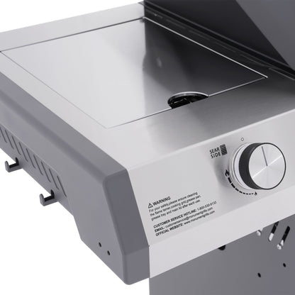 Monument Grills Eminence 405 gas grill, side burner with cover