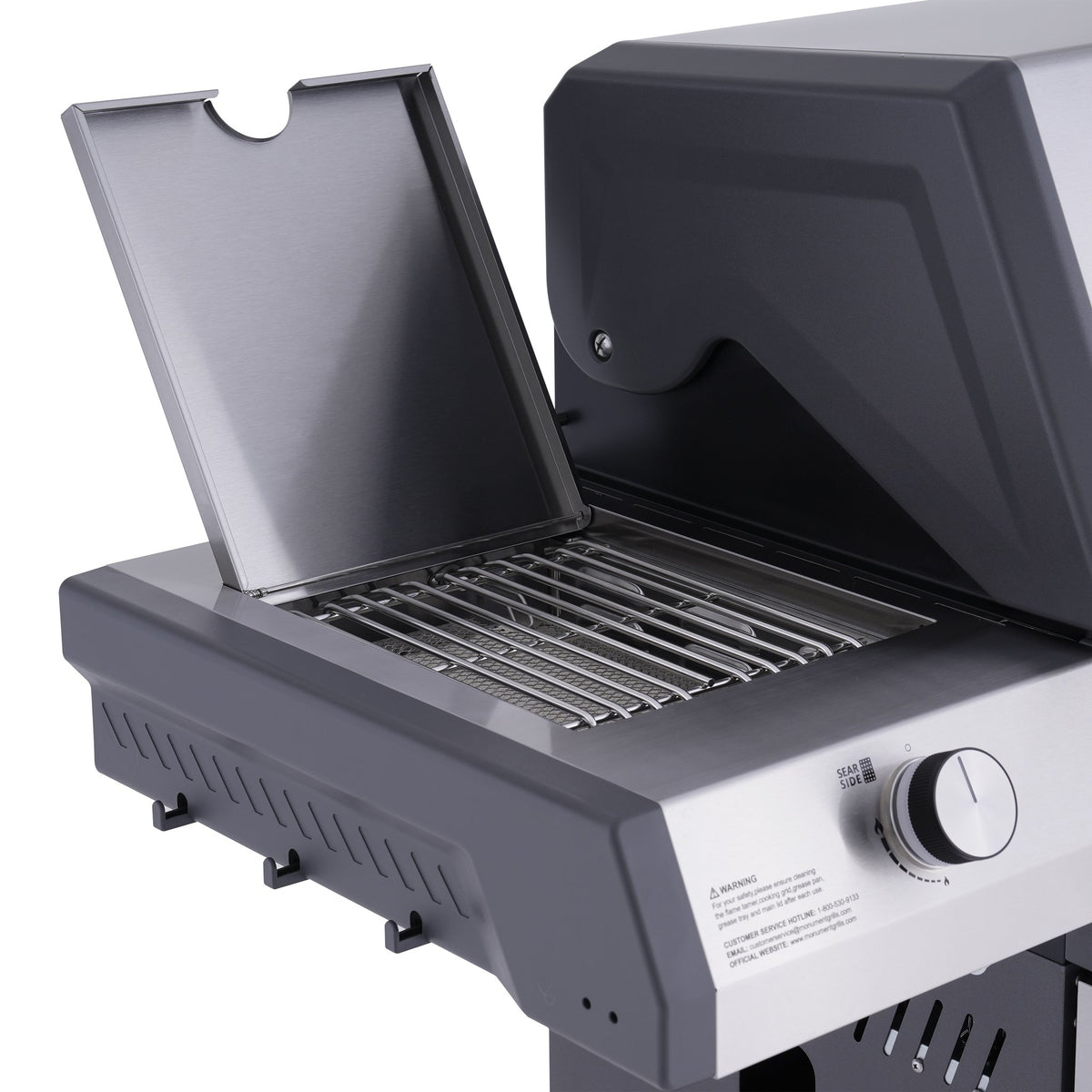 Monument Grills Eminence 605 gas grill, side searing station