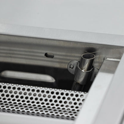 Rotisserie rod support bracket inside the grill