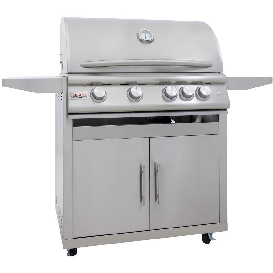 Blaze LTE+ Marine Grade 32-inch freestanding gas grill with hood closed