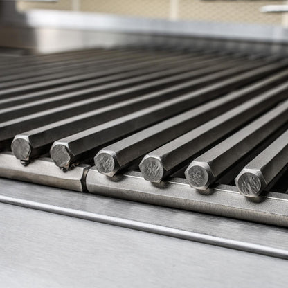 Close-up of 12 mm stainless steel hexagonal cooking rods