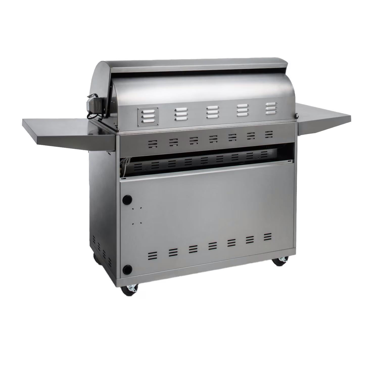 Rear view of Blaze Professional LUX freestanding grill and stainless steel cart