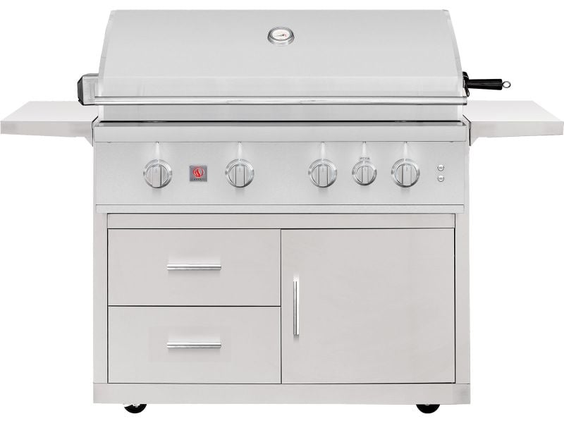 Summerset TRL Pro 40-inch freestanding gas grill on a stainless steel deluxe cart