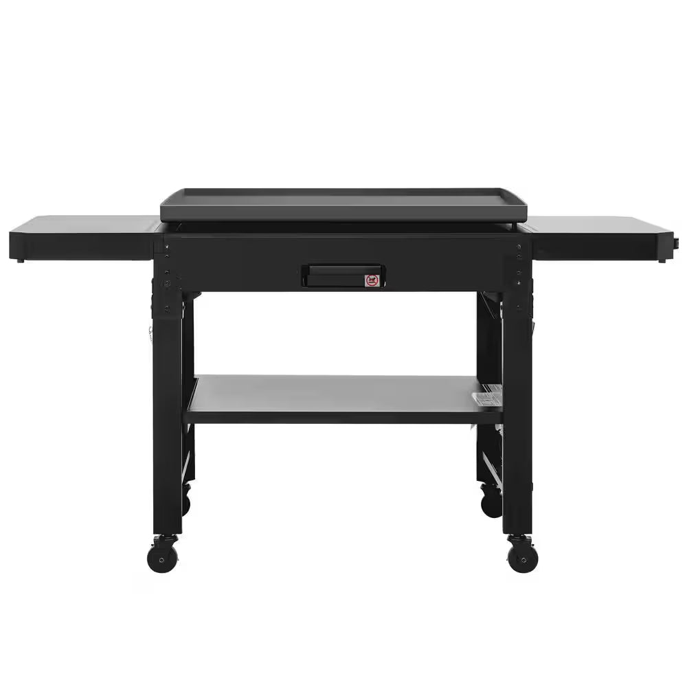 34-In. 4-Burner Propane Gas Griddle with Collapsible Side Shelves and Storage Baskett, 52,000 BTU, Black