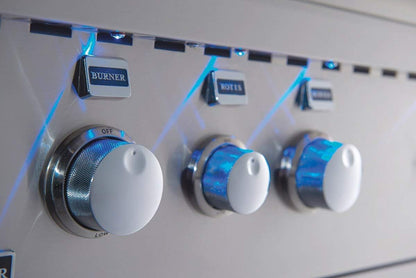 Illuminated control knobs on the Broilmaster G-Series Elite gas grill