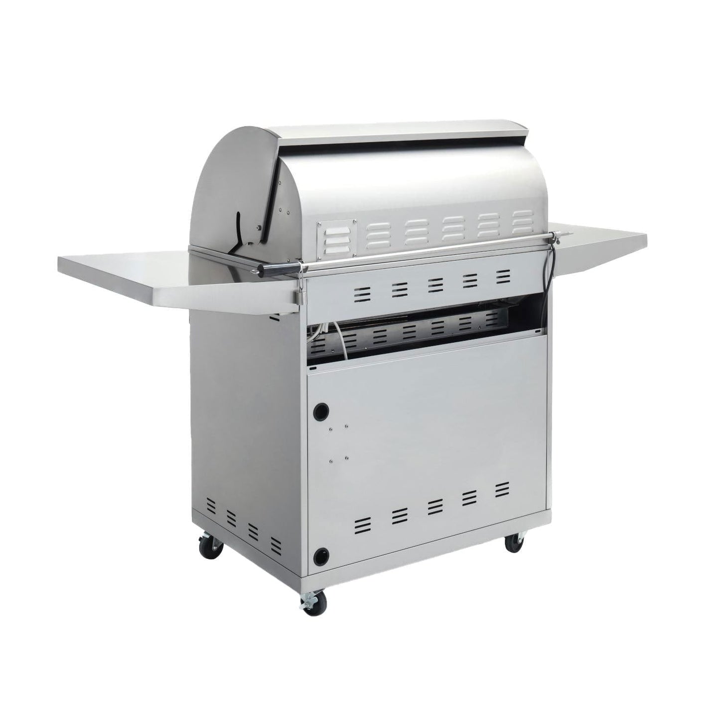Rear view of Blaze Professional LUX freestanding grill and stainless steel cart