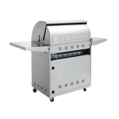 Rear view of Blaze Professional LUX freestanding grill and stainless steel cart