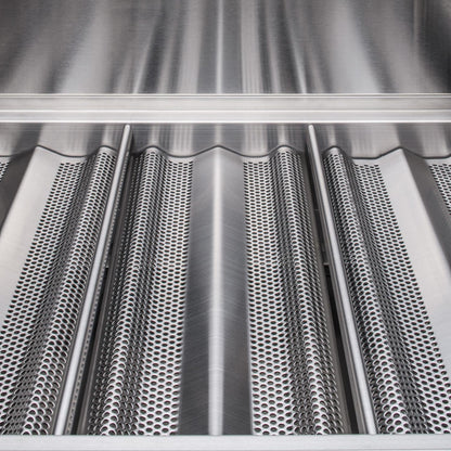 Stainless steel flame-stabilizing grids inside the Blaze Professional LUX grill