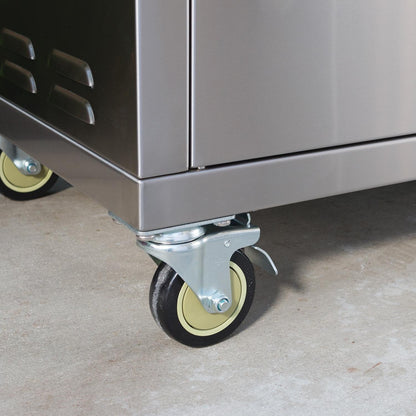 Heavy-duty caster wheel on the Bull Brahma grill cart