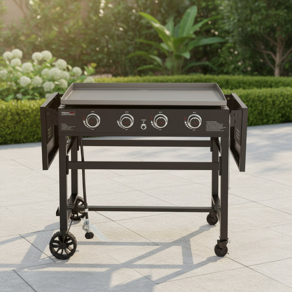 35 In. 4-Burner Flat Top Gas Griddle, 52,000 BTU Cooking Power, Perfect for Outdoor Cooking, Black