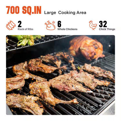 4-Burner Propane Gas Grill in Stainless with LED Controls, Side and Side Sear Burners