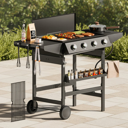 4-Burner Propane Gas Grill All-In-One 52,000 BTU BBQ Grill with Grates and Griddle 485 SQ.IN. Cooking Area