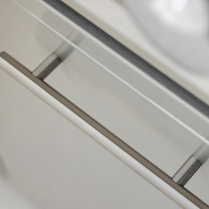 Modern stainless steel handle on the Blaze LTE PRO griddle cart