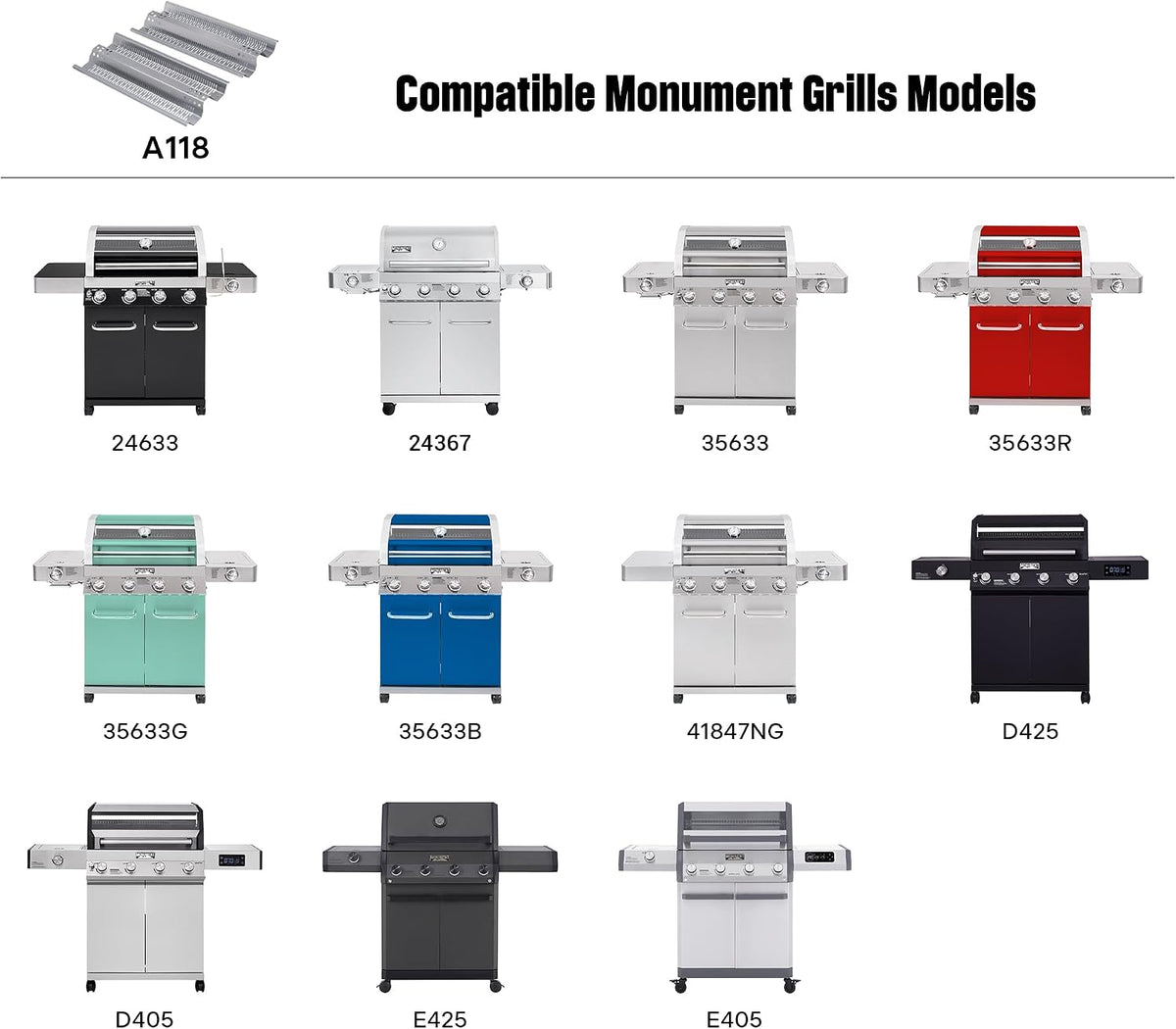 Monument Grills A118 compatible models chart
