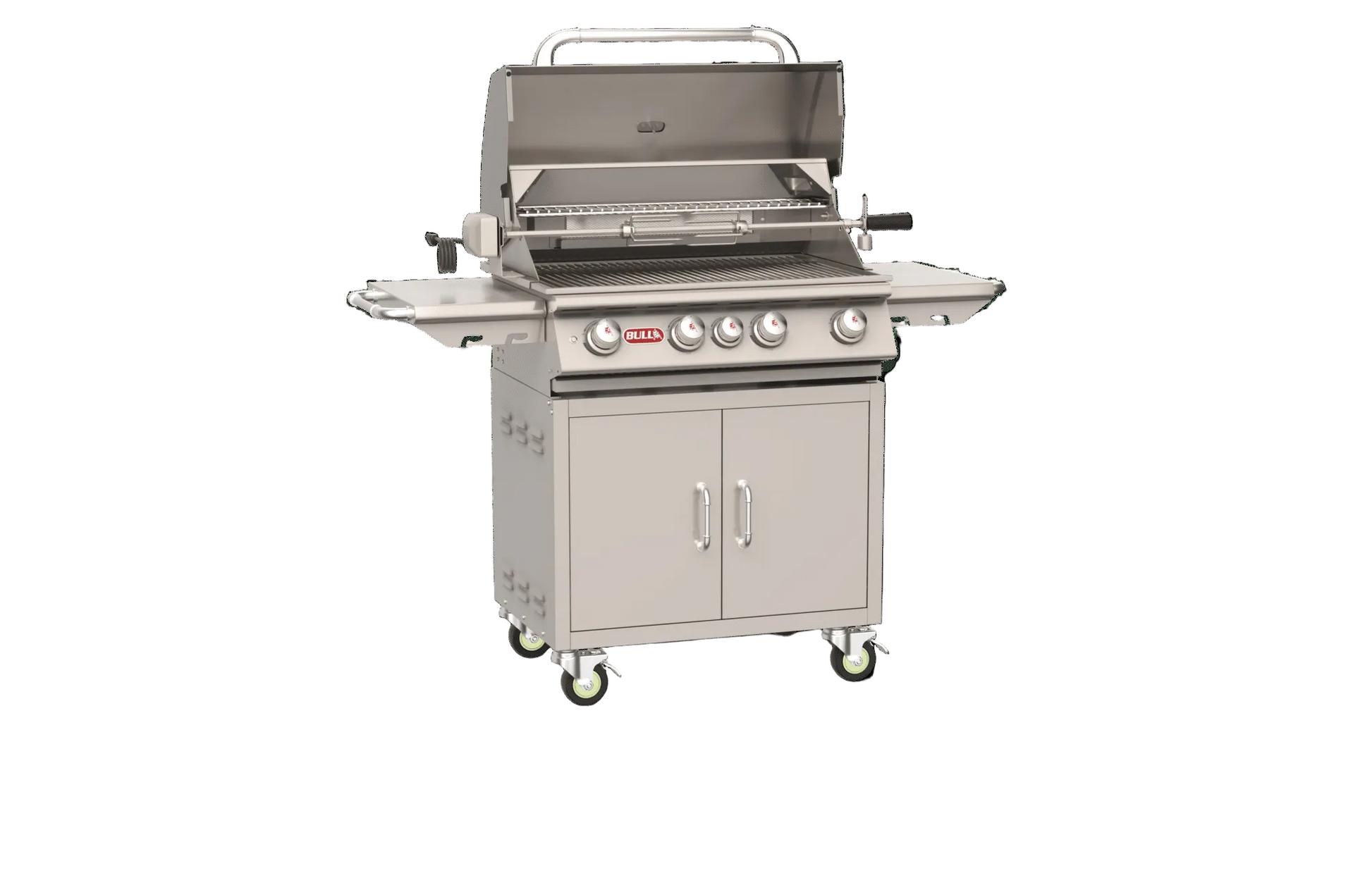 Bull Angus 30-inch freestanding gas grill with hood open