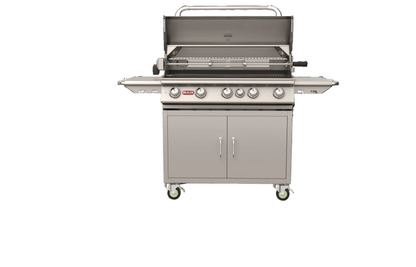 Bull Brahma 38-inch freestanding gas grill with hood open