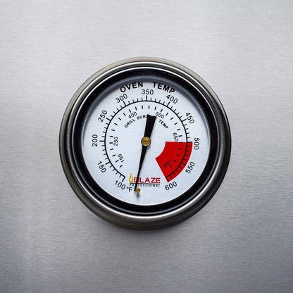 Analog hood thermometer on Blaze Professional LUX 34-inch grill