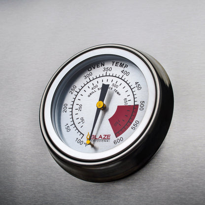 Analog hood thermometer on Blaze Professional LUX 44-inch grill