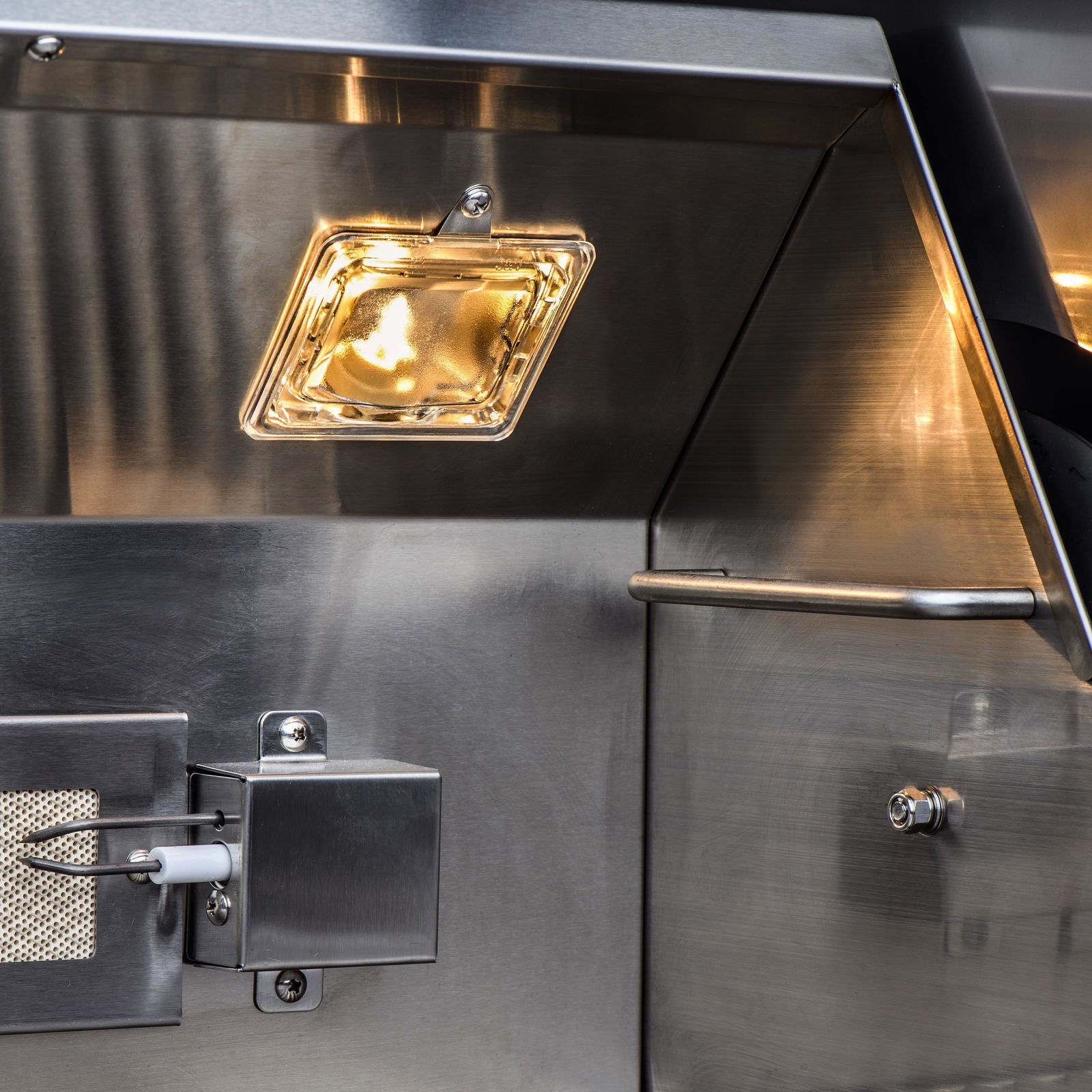 Interior grill light and rear infrared rotisserie burner on Blaze Professional LUX grill