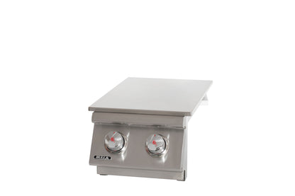 Bull double built-in side burner — product view with stainless steel lid
