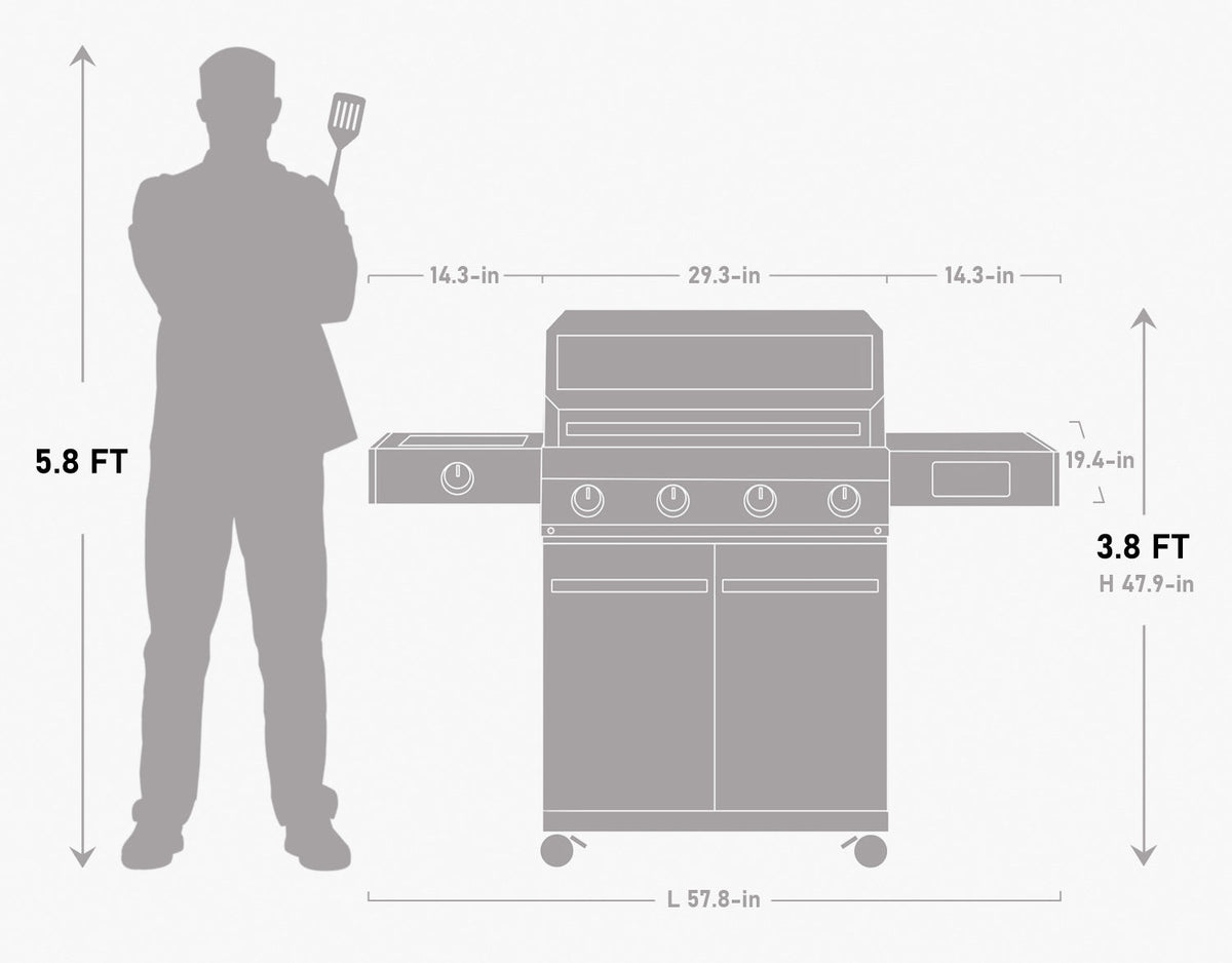 Monument Grills Eminence 405 size diagram