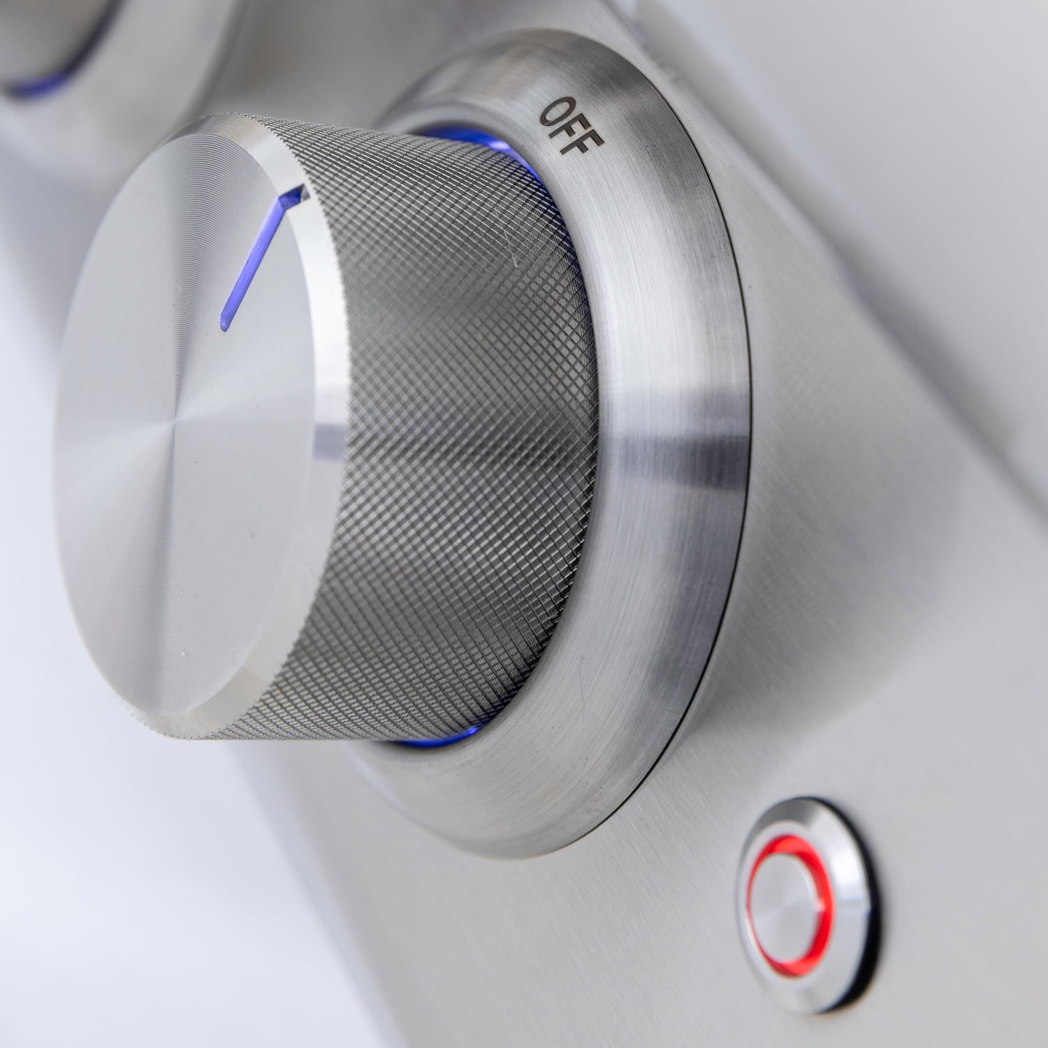 Illuminated control knob and lighting button on the Blaze LTE+ gas grill
