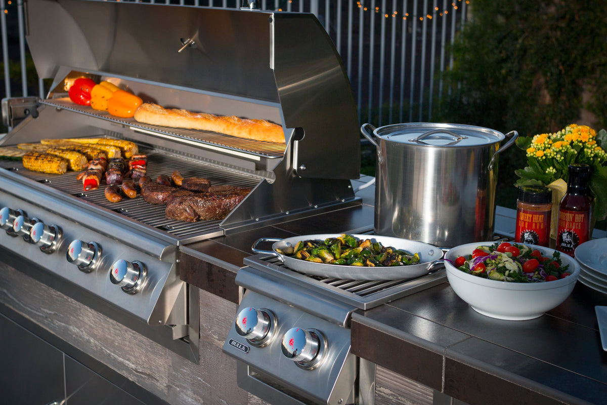 Bull double built-in side burner — installed in an outdoor kitchen