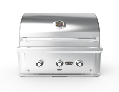 Wildfire Ranch Pro 30-Inch Built-In Gas Grill in Stainless Steel, front view