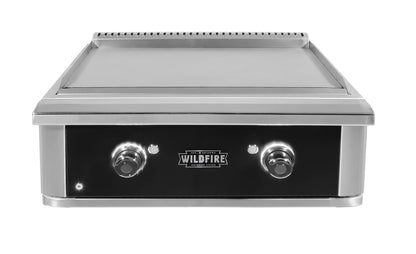 Wildfire Ranch Pro 30-inch griddle in 304 black stainless steel, front view