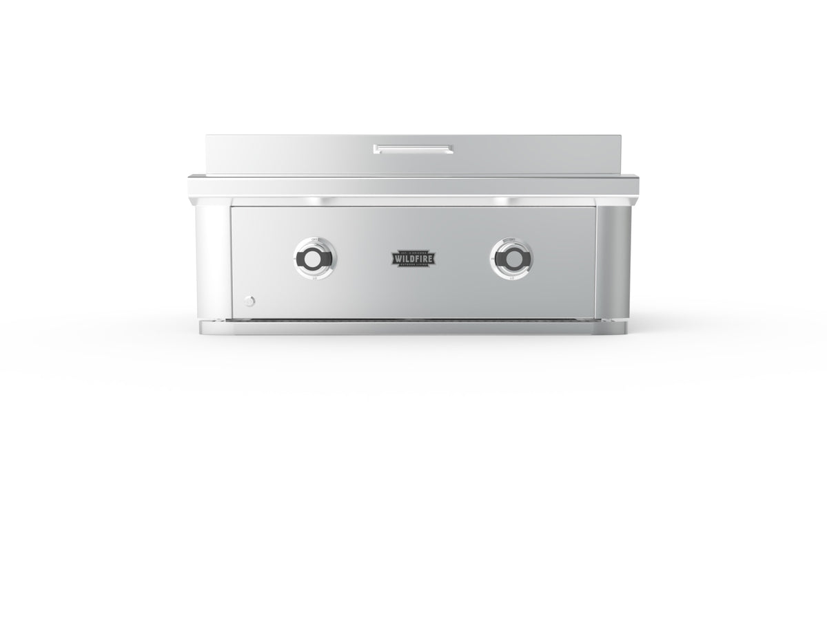 Wildfire Ranch Pro 30-inch griddle in 304 stainless steel, front view