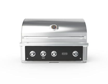 Wildfire Ranch Pro 36-Inch Built-In Gas Grill in Black Stainless Steel, front view