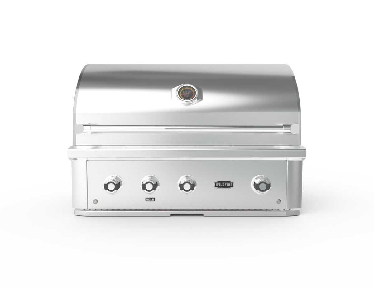 Wildfire Ranch Pro 36-Inch Built-In Gas Grill in Stainless Steel, front view