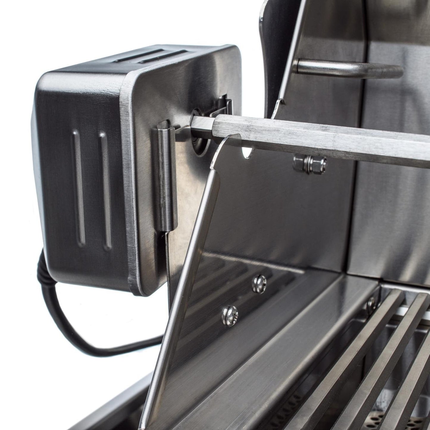 Waterproof rotisserie motor on the Blaze Professional LUX grill