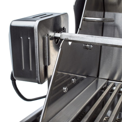 Waterproof rotisserie motor on the Blaze Professional LUX grill