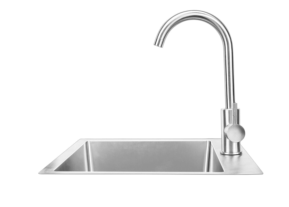 Bull 18-inch premium stainless steel dual mount sink with faucet, side view