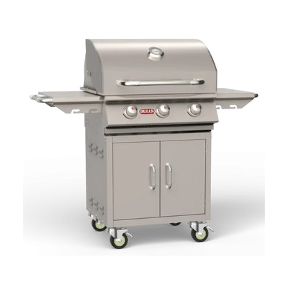 Bull 24-inch pedestal cart bottom with Steer grill, angled view