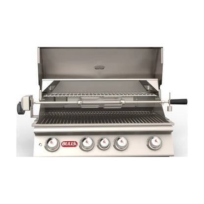 Bull rotisserie kit installed on a Bull gas grill