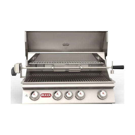 Bull rotisserie kit installed on a Bull gas grill