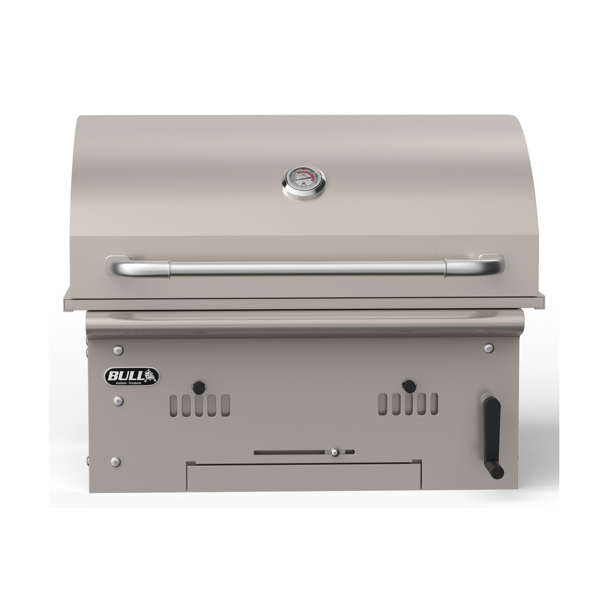 Bull Bison built-in charcoal grill, lid closed, front view