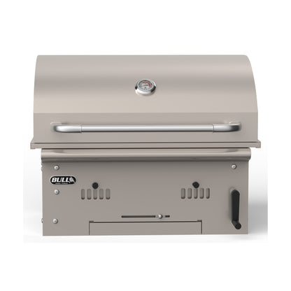Bull Bison built-in charcoal grill, lid closed, front view