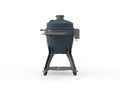 Bull Blackhorn 24-inch ceramic kamado grill on cart, angled view