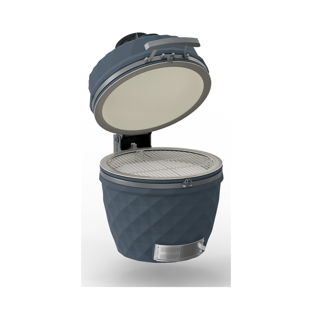 Bull Blackhorn 24-inch ceramic kamado grill head, lid open